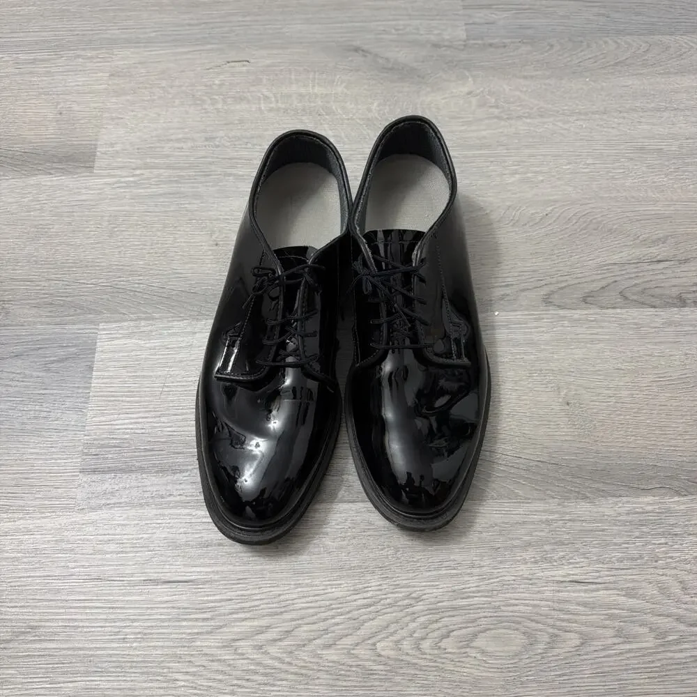 Men’s Bates High Gloss Shiny Black Uniform Oxford Dress Shoes - Size 10D